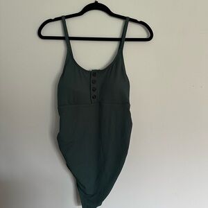 Green Ribbed one piece bathing suit